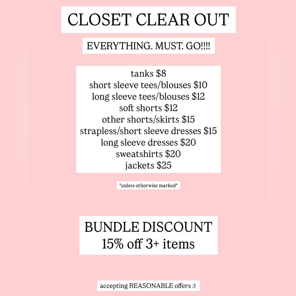 Closet Clear Out Sale